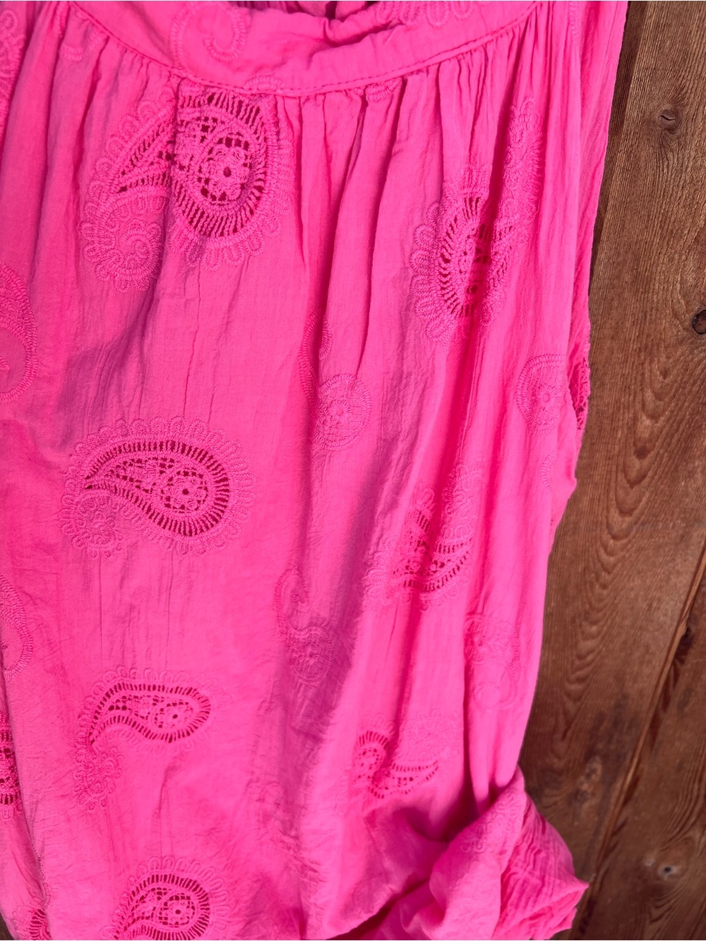 Bella Amore Made in Italy Pink Cotton Eyelet Sundress Size L Sleeveless Midi - Picture 9 of 14